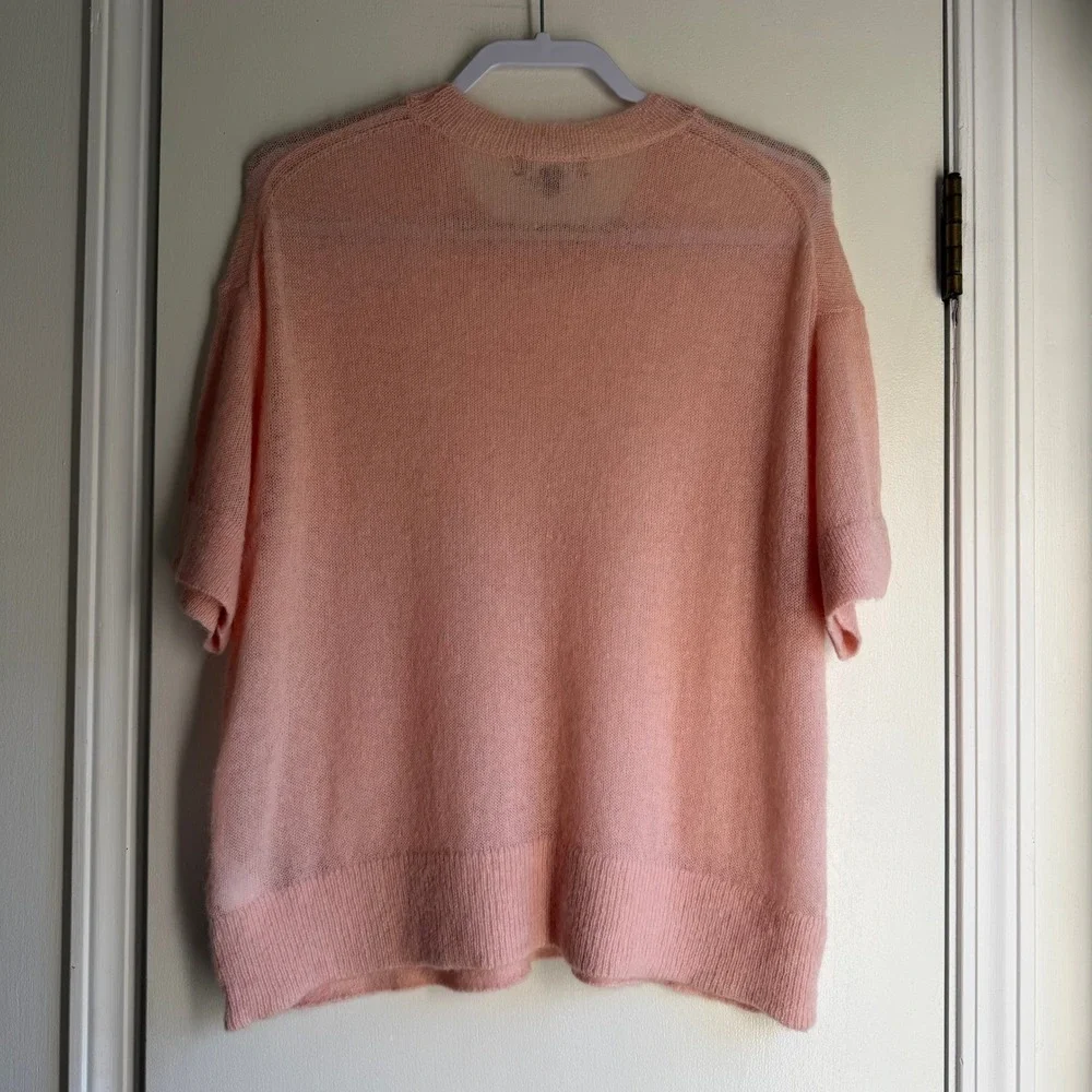 J.Crew Womens Alpaca Wool Blend Short Sleeve Crewneck Sweater Peach Large